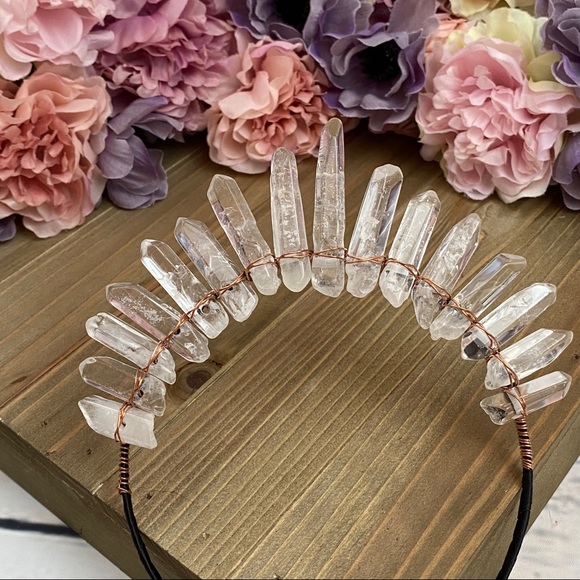 Clear Raw Healing Quartz Headband Tiara - Picture 6 of 16